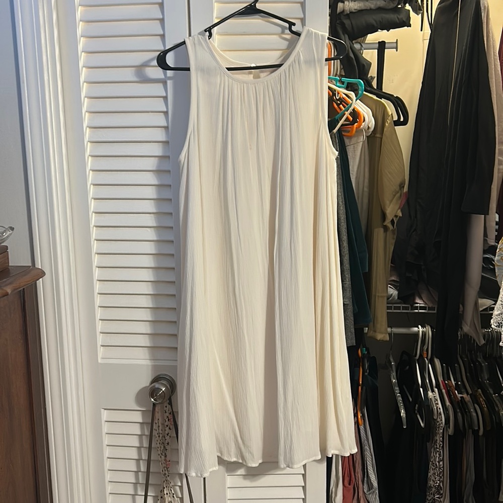 Loft white flowy dress size large
